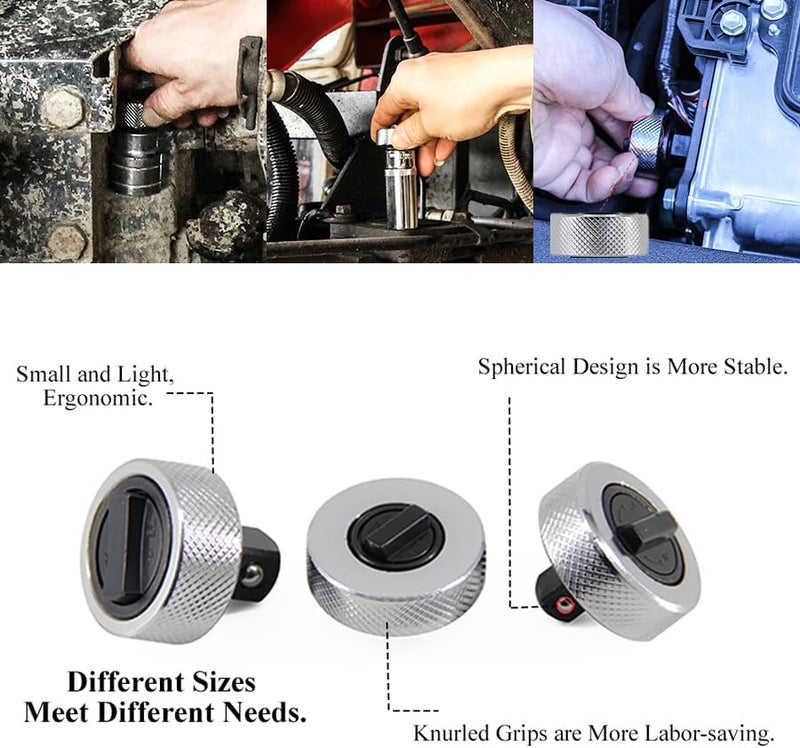 GOSWIFT 3pcs Reversible Thumbwheel Ratchet Wrench Set, Palm Ratchet Wrench, 1/4" 3/8" 1/2" Drive Finger Ratchet Set - Image 2